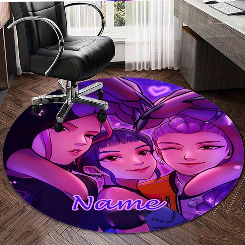 Personalized K-KPop Demon Hunters Round Chair Office Rug - Perfect for Mat, Office Chair & More - Ideal Gift for Birthdays and Holidays