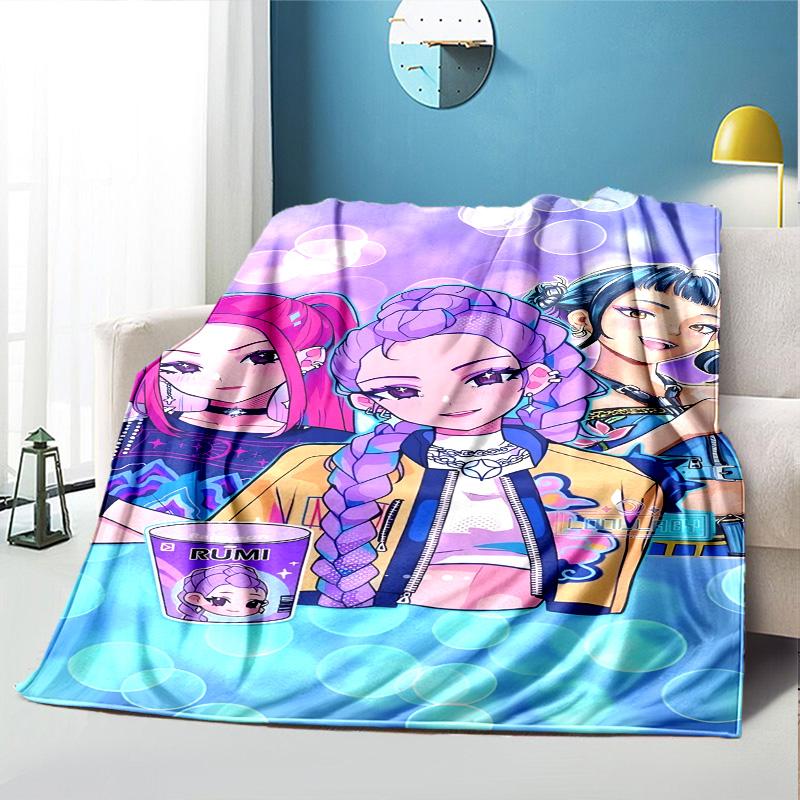 KPop Demon Hunters Pattern Blanket for Home Decoration, Bed, Sofa, Car Travel, Camping, Suitable for All Seasons, Birthday Christmas Gift