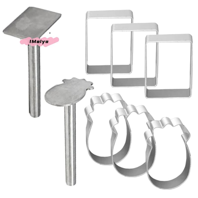 1/3/5Pcs Stainless Steel Appl-e Cake Pie Biscuit Cutter Mold Rectangle Shape with Pusher Cake Decorating Tools Pulburon Molder