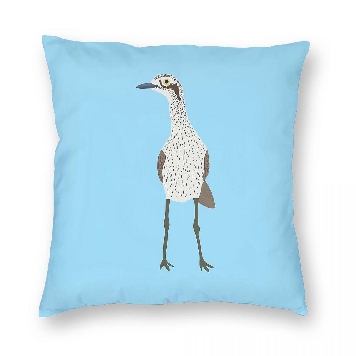 Bush StoneCurlew On Blue Square Pillowcase Polyester Linen Velvet Printed Zip Decorative Pillow Case Bed Cushion Cover 30x30cm
