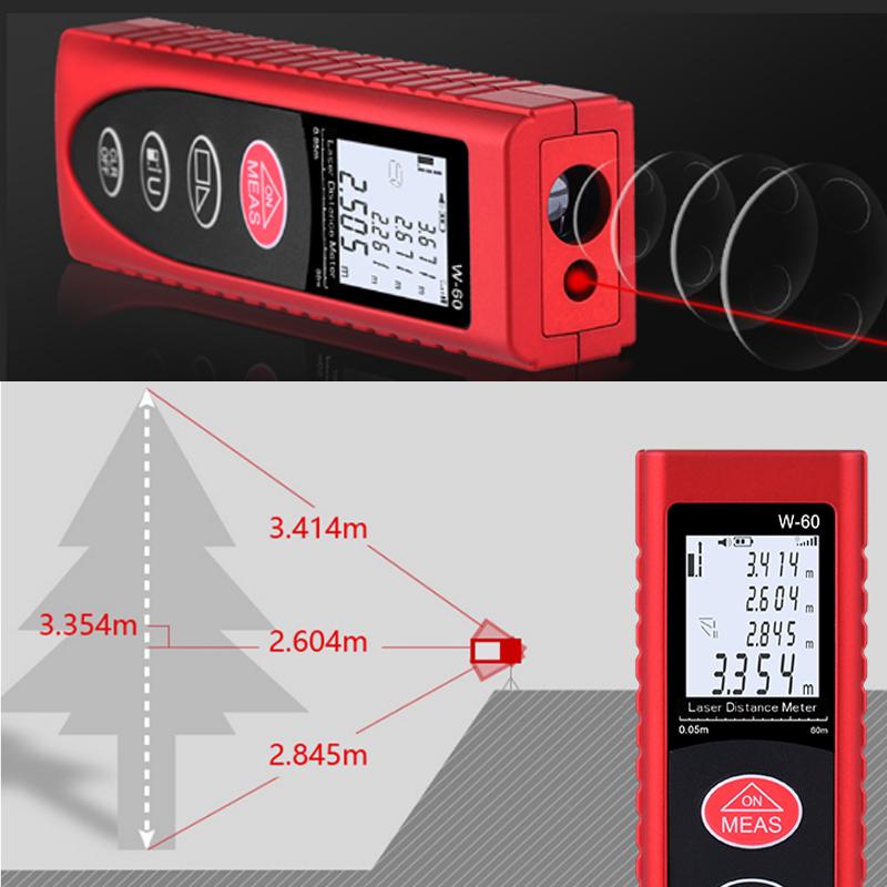 40/60m Laser Distance Meter Electronic Rangefinder Laser Digital Tape Angle Laser Range Finder Measuring Construction Tool