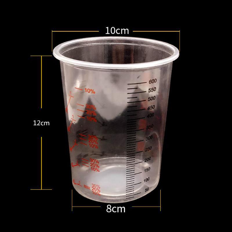 10Pcs Plastic Paint Mixing Cups 600ml Mixing Pot Paint Mixing Calibrated Cup Set