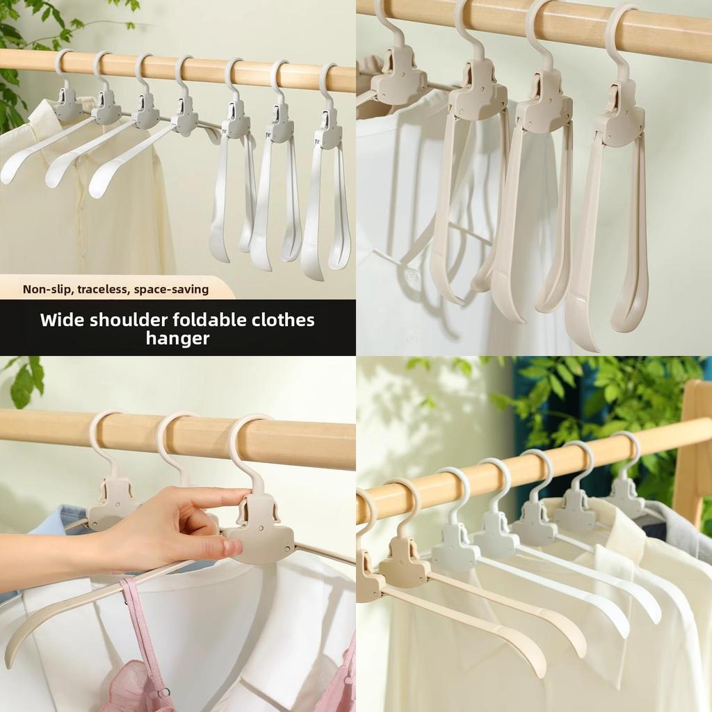 Folding Clothes Hanger With Multifunction Storage For Home And Travel Use
