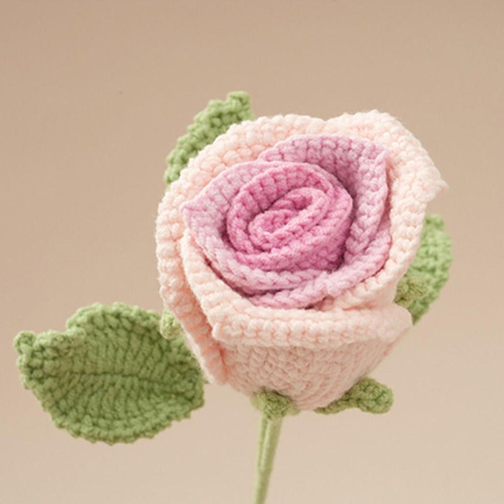Handmade Crochet Bouquet 45cm Length Knitting Flowers Creative Crochet Flowers Wedding Gift
