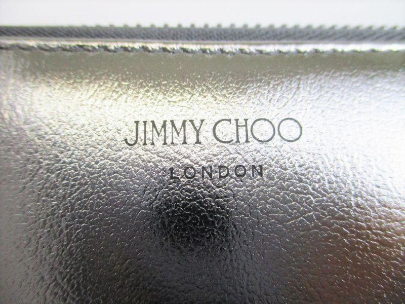 Authentic Jimmy Choo Silver Metallic Calf Leather Round Zip Wallet #8148 Refurbished