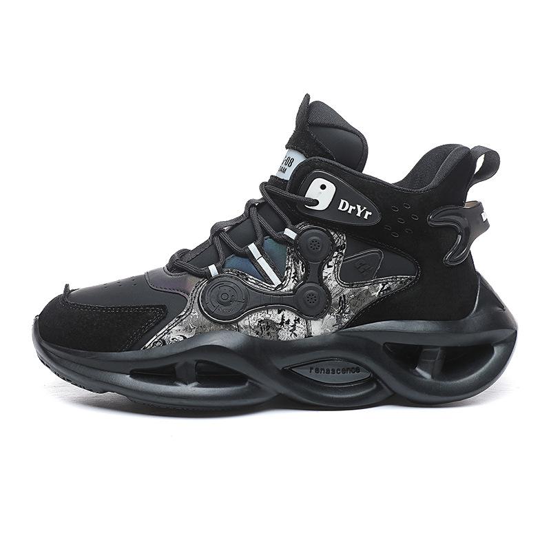 

Sneakers autumn and winter new high-top dad shoes versatile basketball shoes large size men s shoes casual fashion outdoor platform shoes 46 чёрный