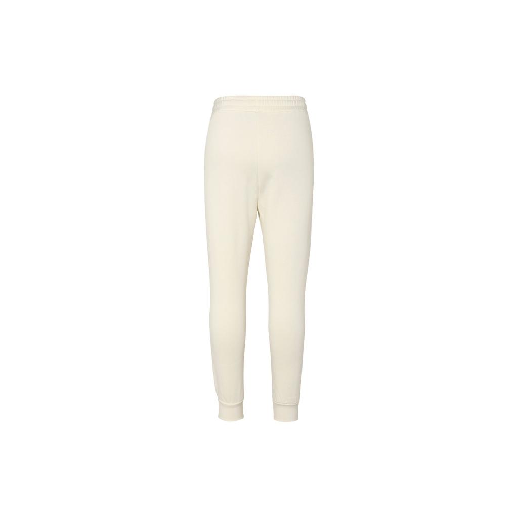 Adidas FW22 Logo Print Elastic Waist Fleece Cuffed Sports Pants Women Bottoms White IB2719