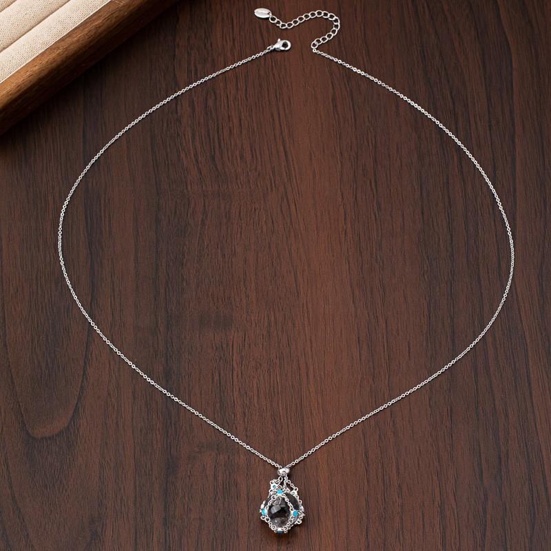 Elegant Geometric Waterdrop Crystal Pendant Necklace Earrings Set Lightweight Minimalist Choker Chain Women Men Necklace