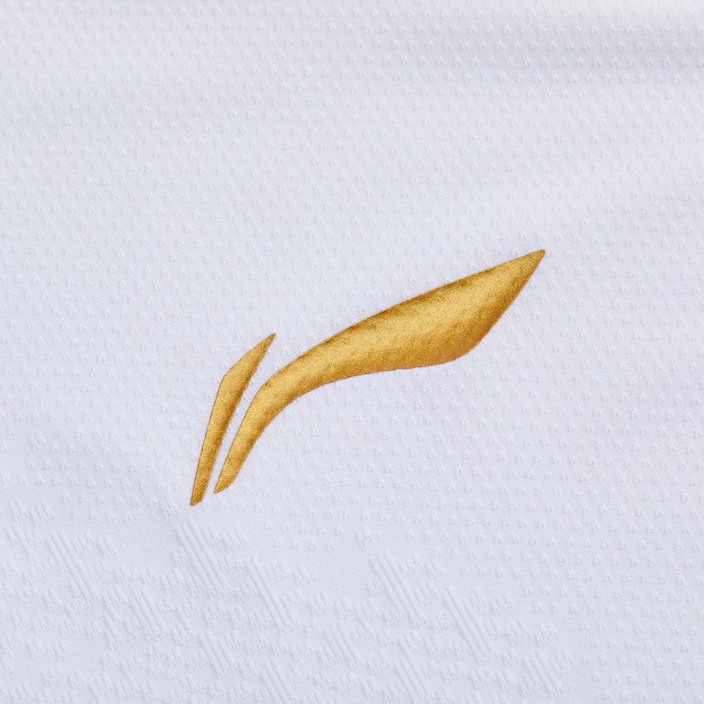 Li-Ning Comfortable Simple Versatile V-Neck Pullover Short Sleeve Badminton Shirt Unisex tops Standard-White AAYV163-2