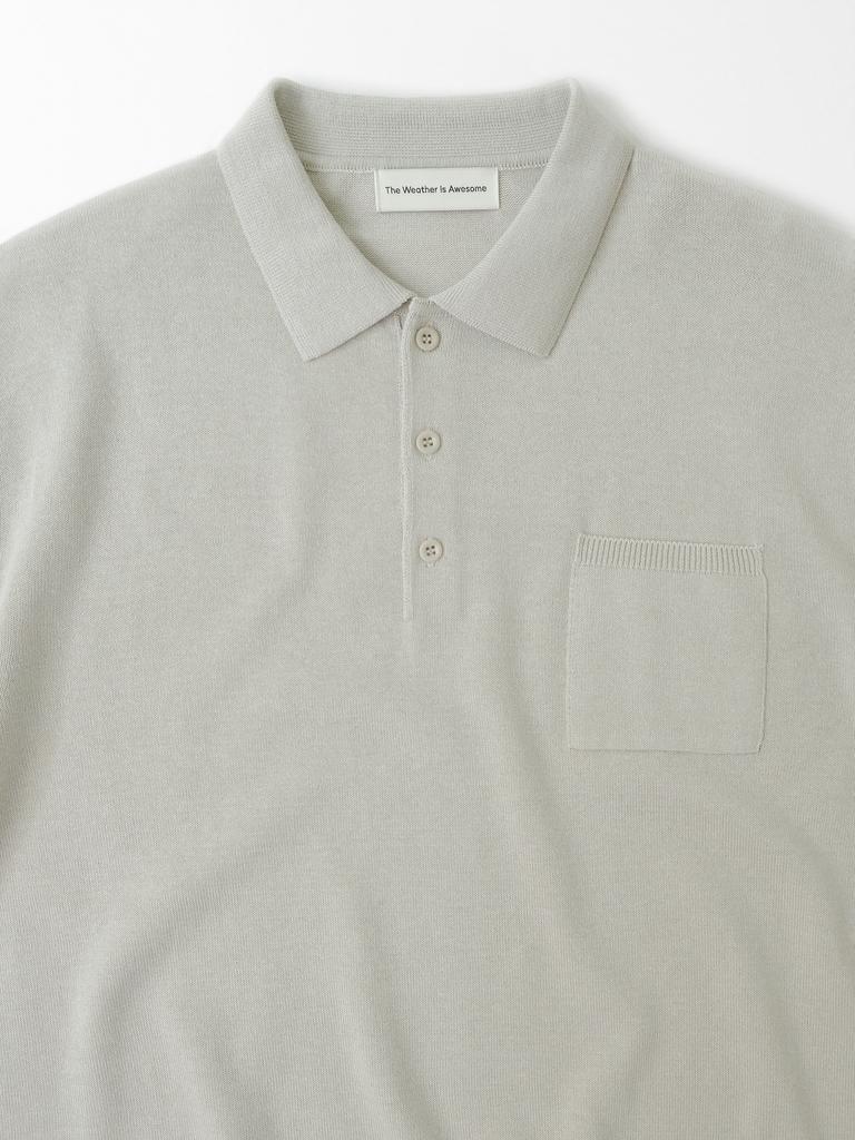 Sunday Pocket Polo Knit (Warm Grey)