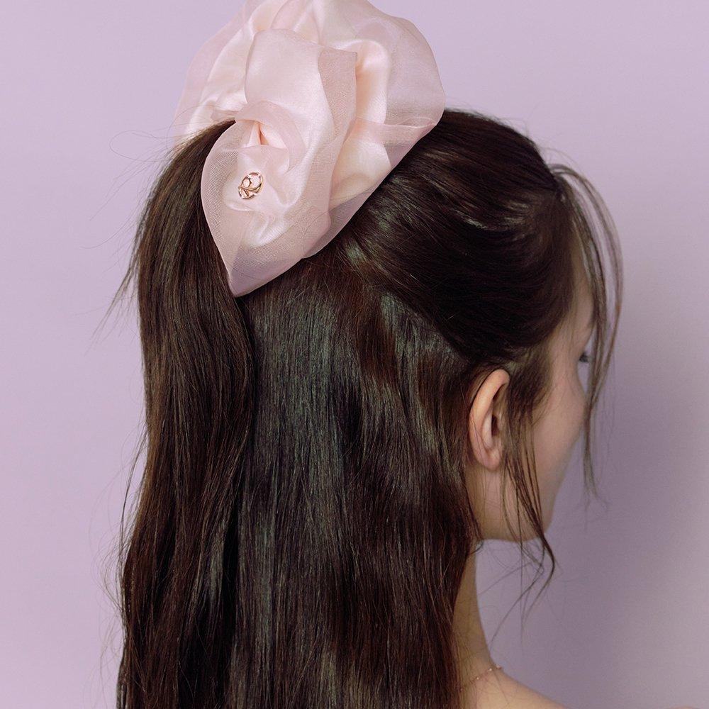 [Rosemont] Organza Hair Scrunchie Pink Ra24B06L