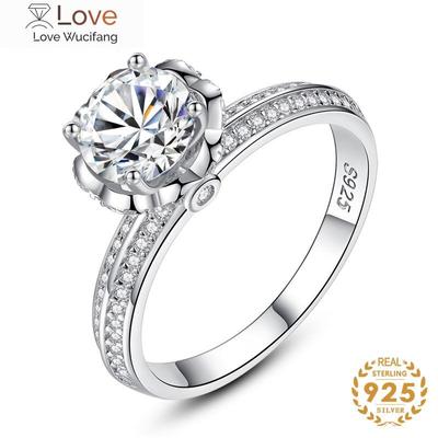 Women Fashion Jewelry Ring 925 Sterling Silver Ring For Women Engagement Simple Flower Surrounding Ring Gift Wholesal