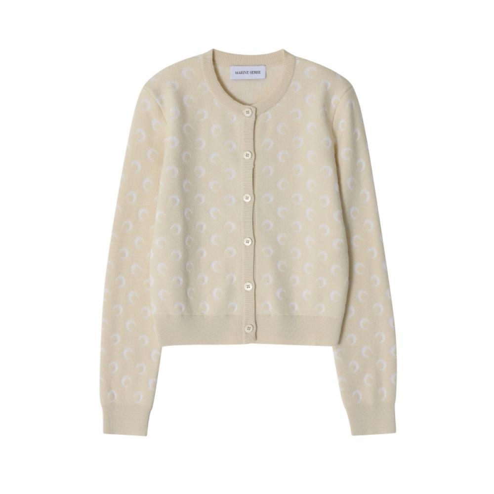 

Marine Serre Women S Cardigan Moon Jacquard Fitted Wtk011a Ckni0530 Wh20 WTK011A CKNI0530 WH20 (L)