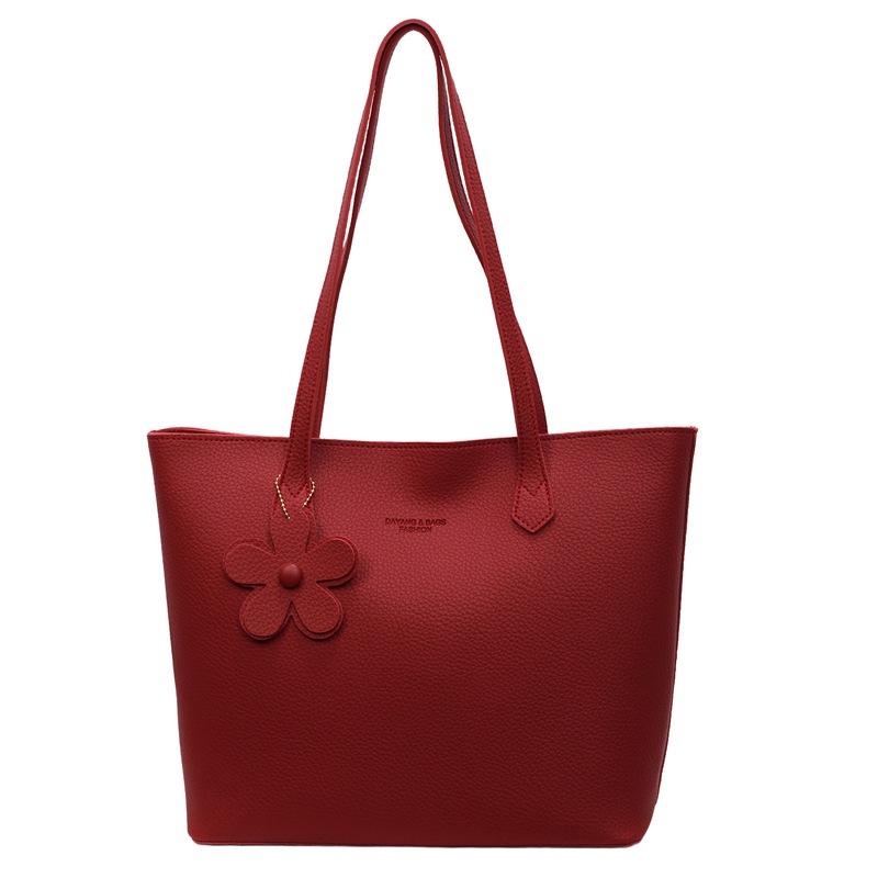 Large Capacity Red Bag Women's Versatile New Casual Shoulder Handbag Commuter Tote Bag