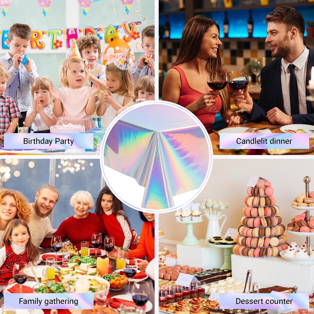 Wasserdichte Dekorative Tischdecke für Feiern: Neujahr, Geburtstag, Valentinstag, Disco, Hochzeit, Picknick - Ölbeständig und Einweg