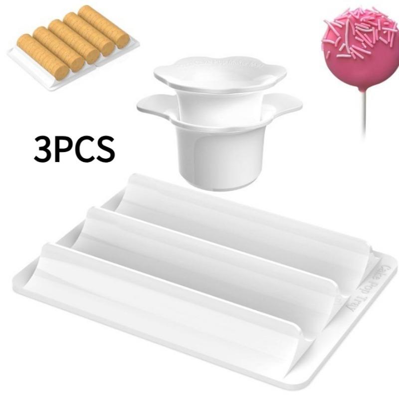 

3PCS Circle Cake Pop Mold Set with Tray white cutter+tray