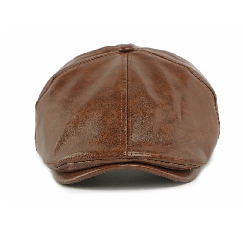 Autumn Winter Hat Men's Retro Leather Beret British Progressive Hat