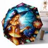 Witchcraft in Stained Glass Outdoor Automatic Umbrella Retractable Design with 8-Rib Durability Lightweight Perfect Gift for Friends Family