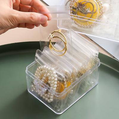 10 Adet Takı Küçük Kendinden Mühürlü Plastik Fermuarlı Şeffaf Poşetler Pvc Şeffaf Saklama Poşeti Bilezikler Yüzükler Küpeler İçin Düzenleyici