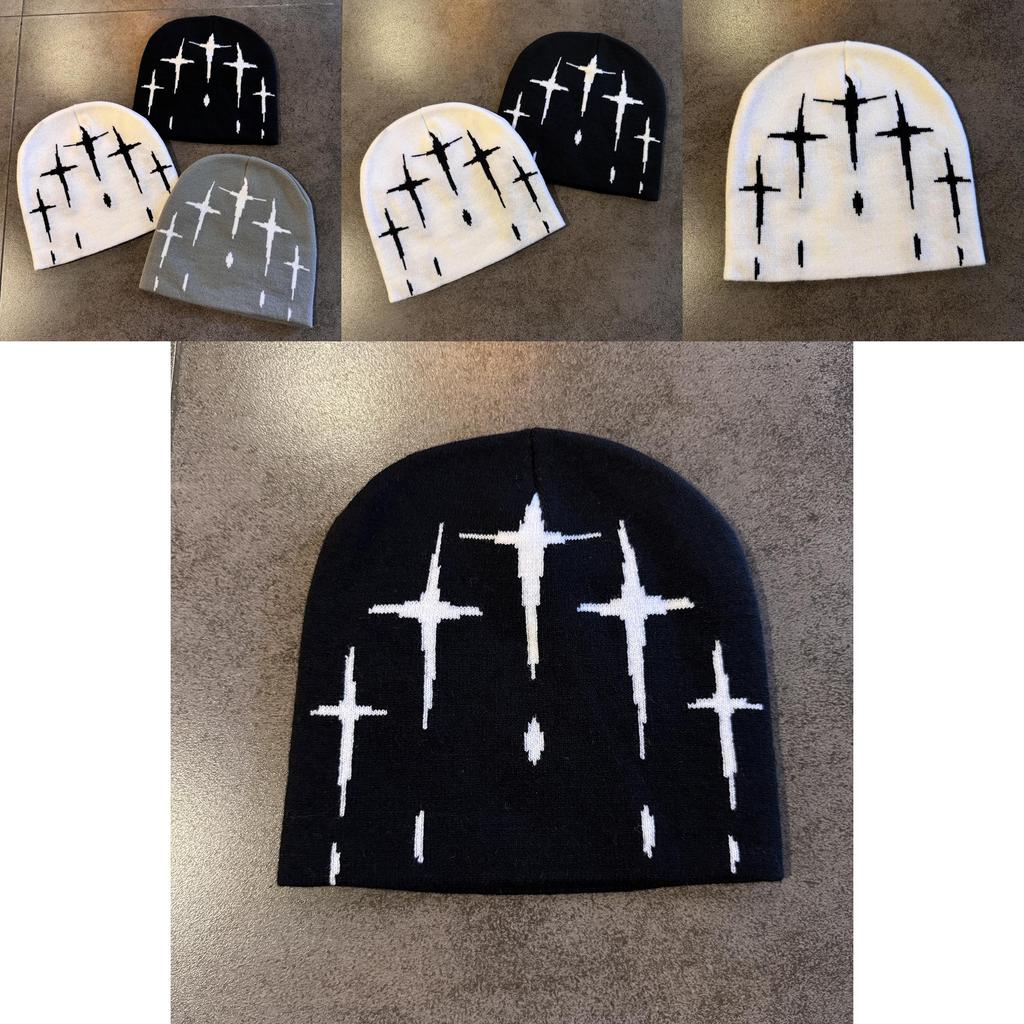 Acrylic Knit Hat For Men Women Fall Winter Warm Beanie With Letter Embroidery