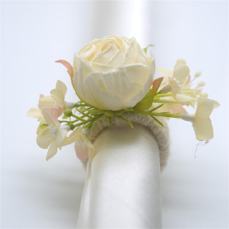 Pack of 6 Realistic Flower Napkin Rings Table Decorations for Wedding Banquets