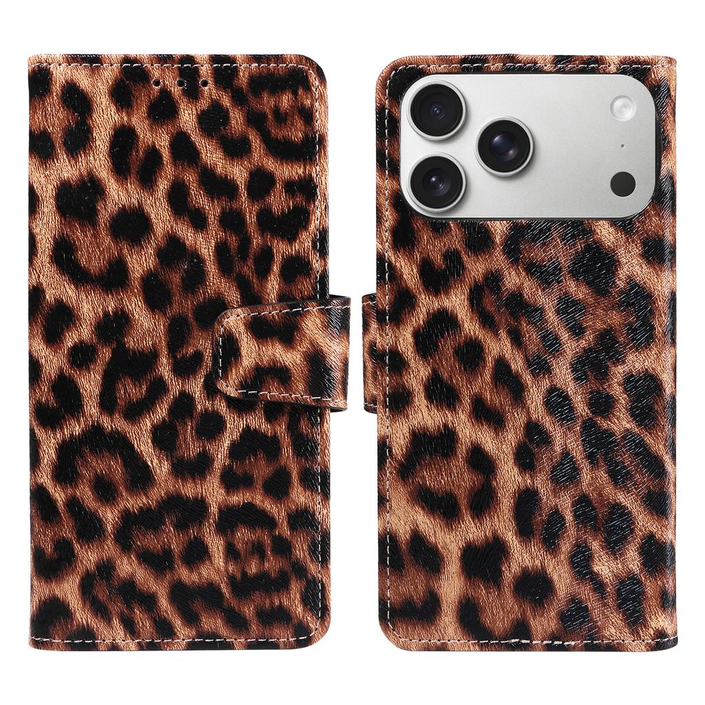 Leopard Print Leather Phone Case for IPhone 17 16 15 14 13 12 11 Pro Max Plus Mini 7 8 Plus Shockproof & Scratch-Resistant Cover