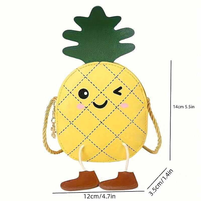 Cute Pineapple-Shaped Mini Shoulder Bag Fashionable Faux Leather Crossbody with Zipper Closure, Trendy Cartoon Design Small Crossbody Bag