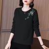 Autumn/Winter New Round Collar Sweater Women's Middle Age Loose Large Pullover Top Mom Long Sleeve Bottoming Coat