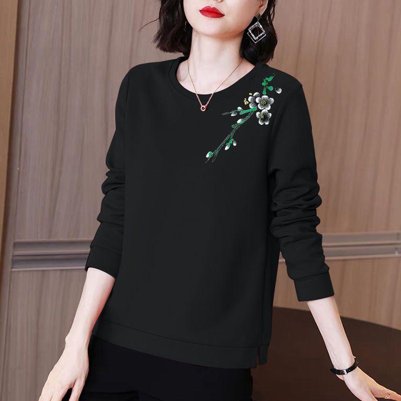 Autumn/Winter New Round Collar Sweater Women's Middle Age Loose Large Pullover Top Mom Long Sleeve Bottoming Coat