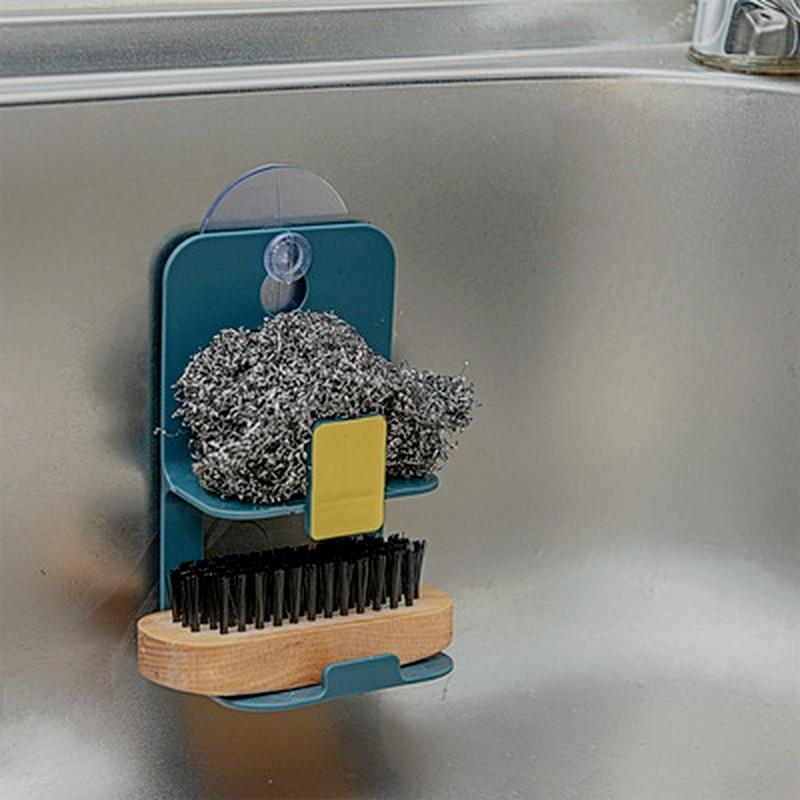 Kitchen Suction Cup Sink Drain Rack Sucker Sponge Storage Drying Holder Soap Stand Dish Cloth Shelf Home Storage Organizer