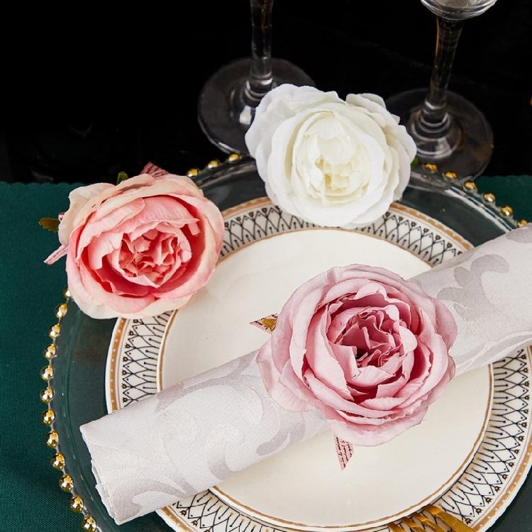 Hand Woven Faux Eucalyptuses Leaf Napkin Rings Christmas Flower Napkin Rings for Casual and Dinner Parties