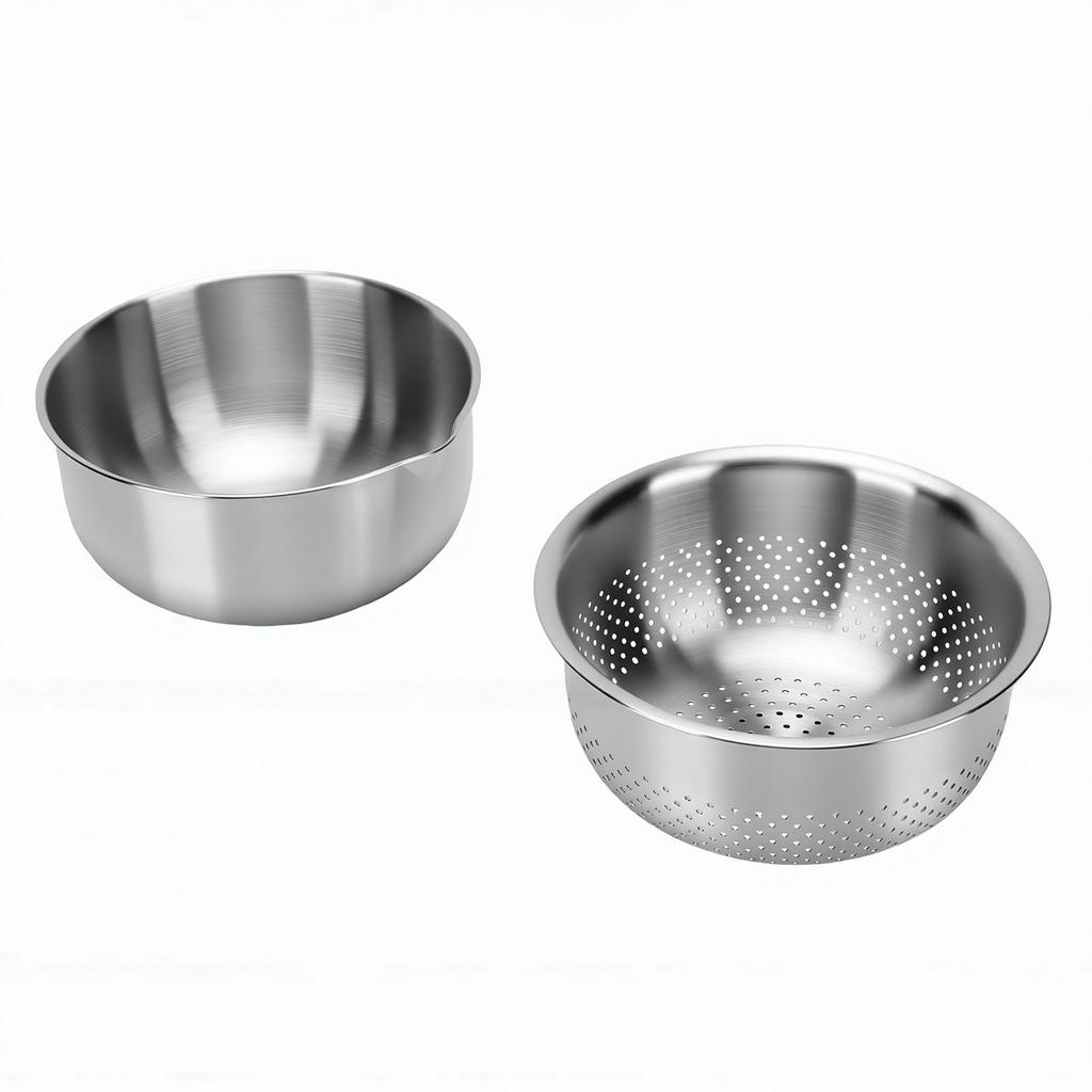 Stainless Steel Colander Bowl Set Vegetable Washing Basket Multipurpose Fruit Draining Basket for Kitchen