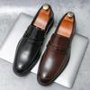 Men'S Formal Leather Shoes Classic Style Slip On Loafers Round Toe Breathable Non-Slip Business Dress Wedding Office Casual Shos