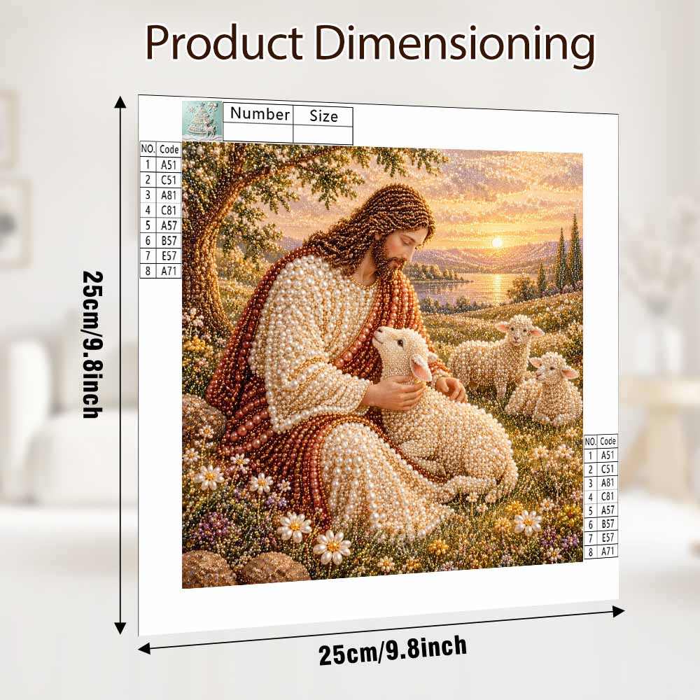 Jesus and Lamb Pearl Painting 5D DIY Decorative Painting. Elegant Birthday Gift. Handmade Art Painting
