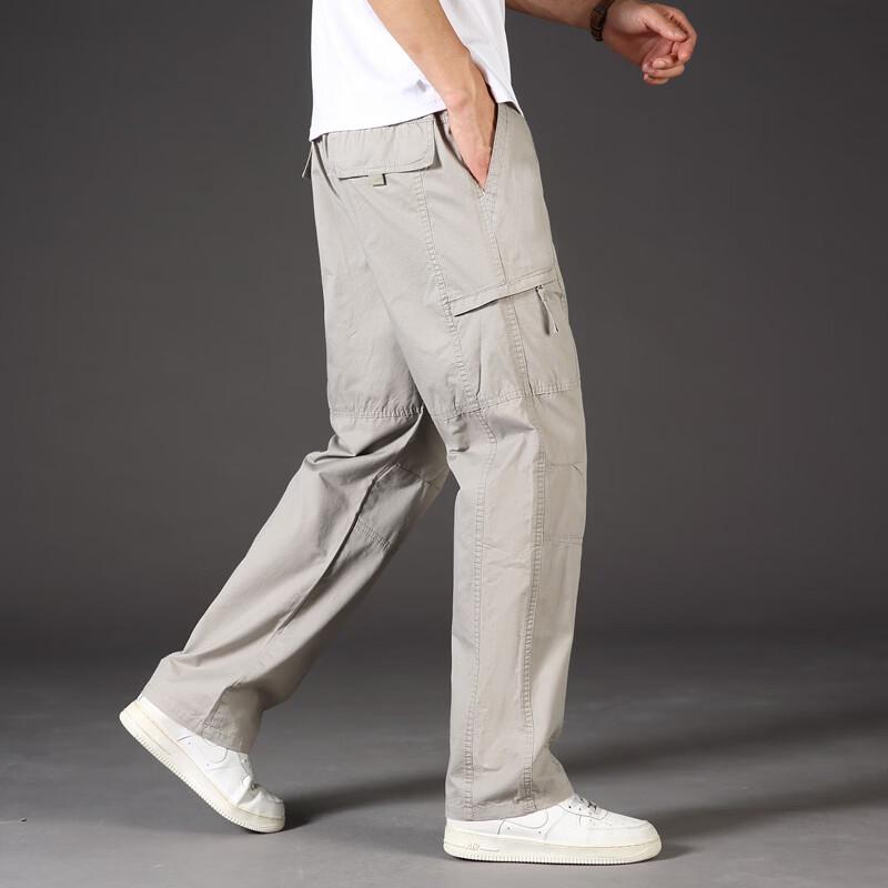Langsha Men's Casual Cargo Pants - Loose Fit Straight Leg