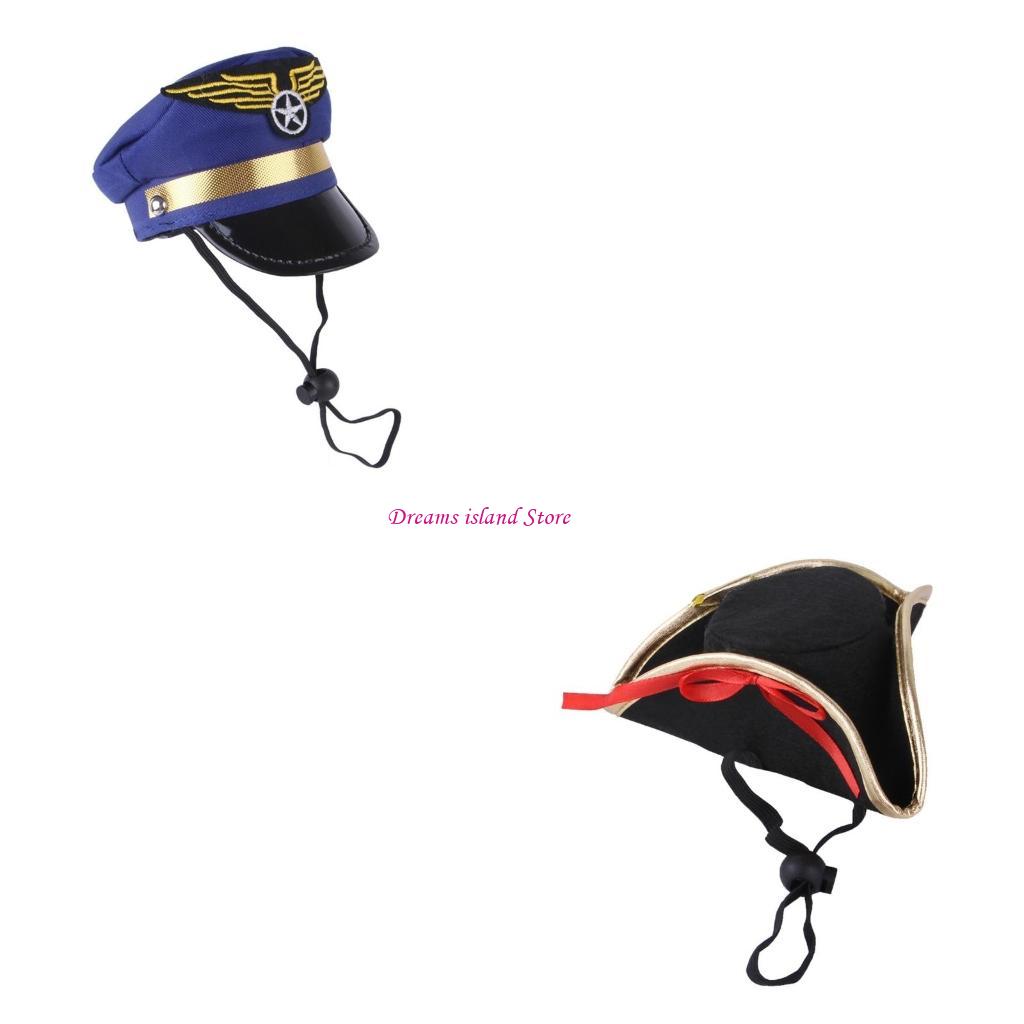 Christmas Pet Hat Captain Pirate Hat for Dog Dress Up Pet Supplies HX6C