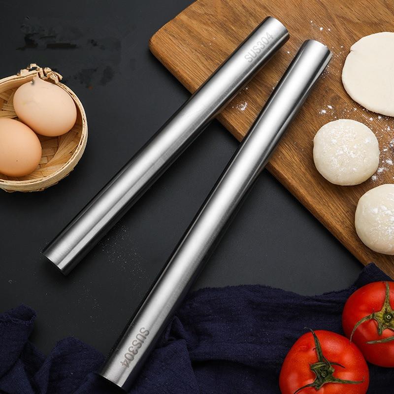 Stainless Steel Rolling Pin Kitchen Utensils Dough Roller Bake Pizza Noodles Cookie Dumplings Making Non-stick Baking Tool