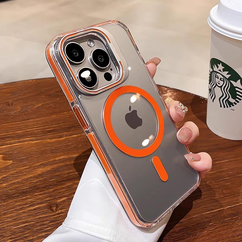 Applicable To Apple 17 ProMax Lens Cover Bracket Mobile Phone Case IPhone 16 Transparent Magnetic Suction Anti Fall Protection Case