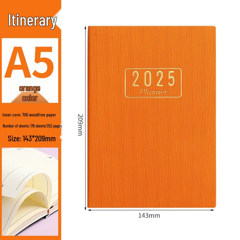 2025 A5 Thickened English Daily Planner Agenda Calendar Book