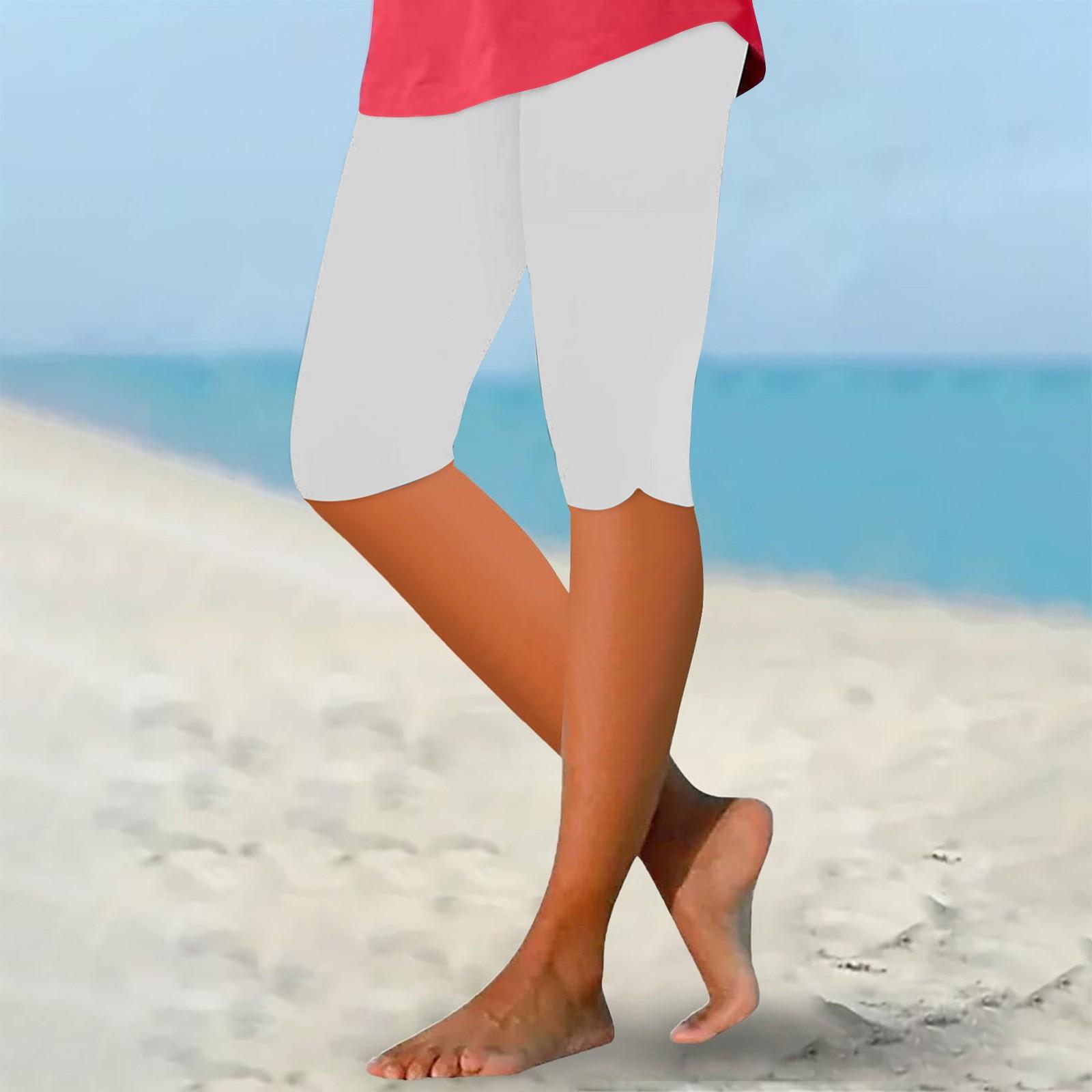 

Жіночі повсякденні легінси, дихаючі капрі, однотонні штани для йоги білий