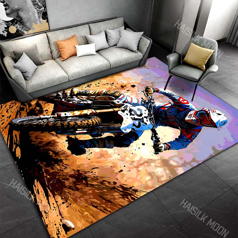 1PC Motocross racing mud spray action Carpet for Living Room Bedroom Sofa Home Decor Rus Non-slip Floor Mat Luxury Gift