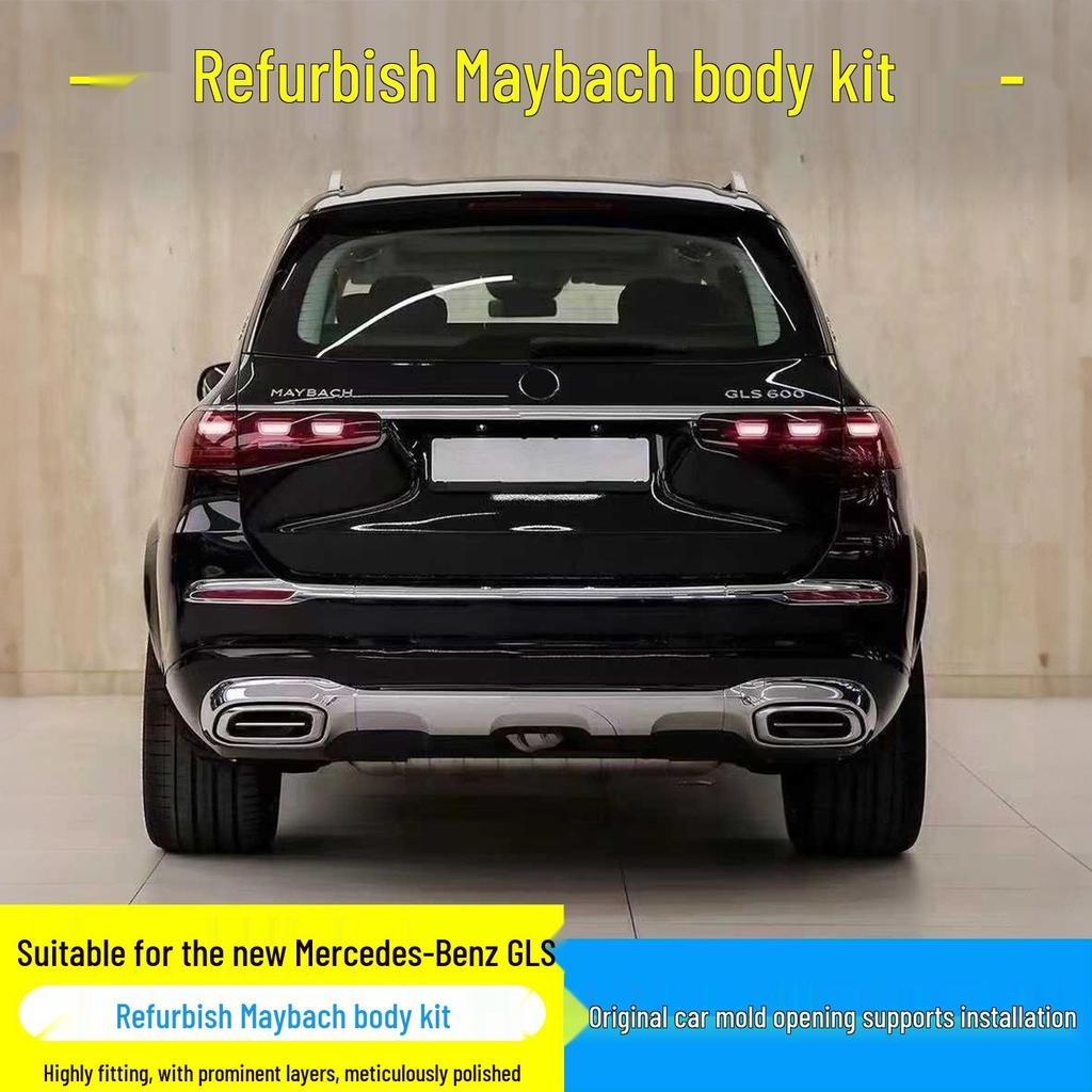 Compatible Mercedes-Benz GLS Maybach Body Kit: Grille, Bumpers, Rear Lip, Tailpipes, Fog Light Surrounds.