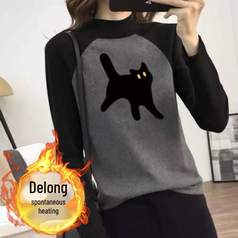 

Stand-Up Collar Velvet Raglan Color Block Slimming Women s Long Sleeve T-Shirt 3XL (for 72-80kg)