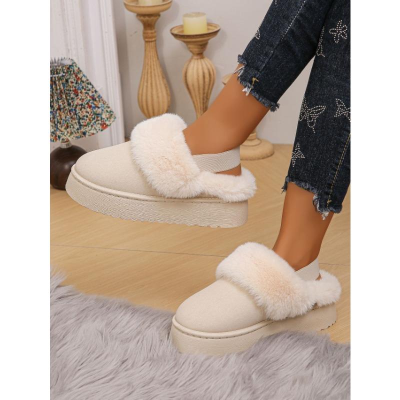 Women's Autumn and Winter Platform Cotton Shoes Snow Boots Plus Velvet Warm Indoor and Outdoor Straps Comfortable and Soft