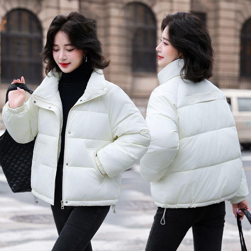 Zimní novinka Jednobarevný Stojánek Límec Dlouhý rukáv Módní Parky Ženy High Street Ležérní Zip Patchwork Knoflík Tlusté teplé topy