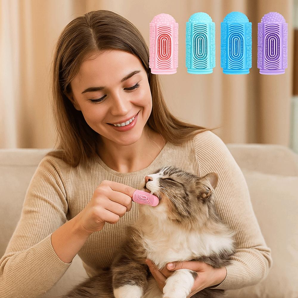 4pcs/set Silicone Pet Finger Cots Bite Resistant Soft Pet Toothbrushes Comfortable Colorful Dog Finger Toothbrush