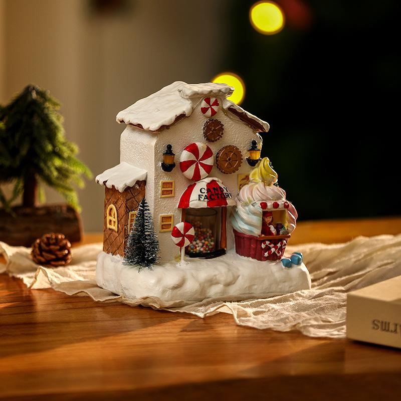 New Christmas Decorations Candy House Glowing Music House Gingerbread House Desktop Creative Ornaments Christmas Gifts