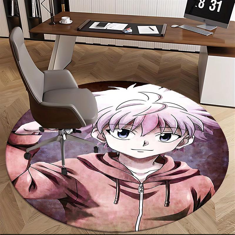 1pc Anime Character Round Carpet  Office Chair Mat, NonSlip Rug for Home Decor, Seasonal Gift, Suitable for Office, Living Room