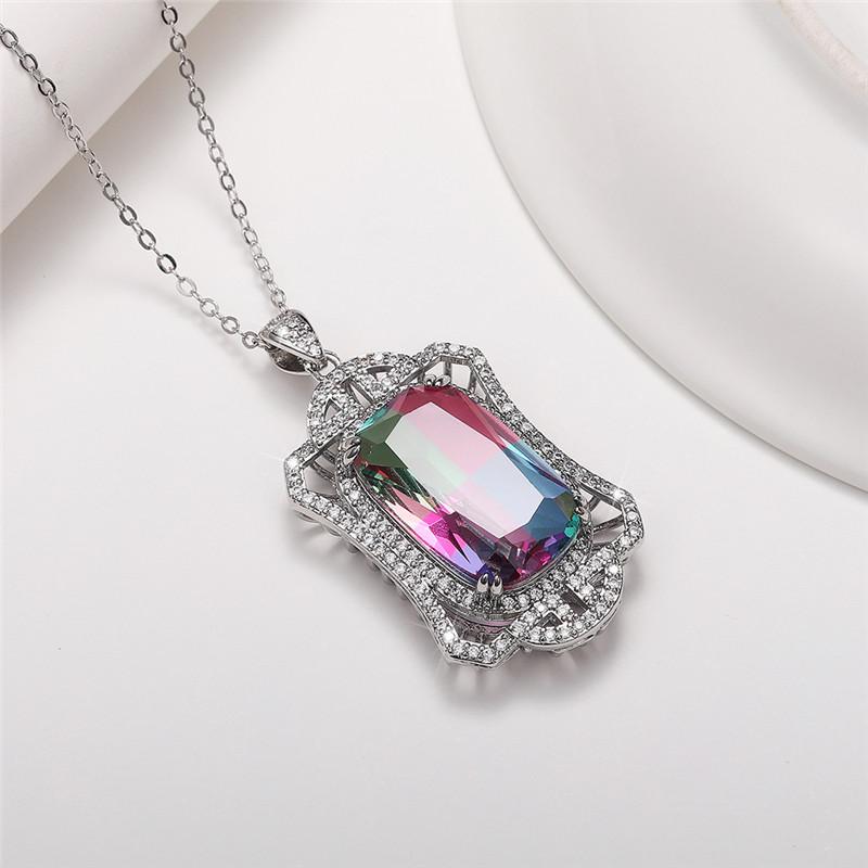 New Geometric Shaped Pendant Necklace Inlaid AAA+ Cubic Zirconia Luxury Accessories for Women Wedding Party Jewelry