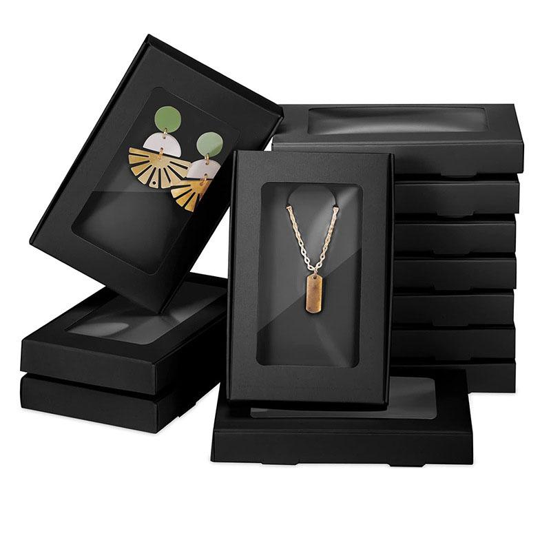 WTEMPO Clear Window Paper Necklace Bracelet Jewelry Packaging Boxes Foldable DIY Earring Keychain Gift Boxes Perfect for Birthday Wedding